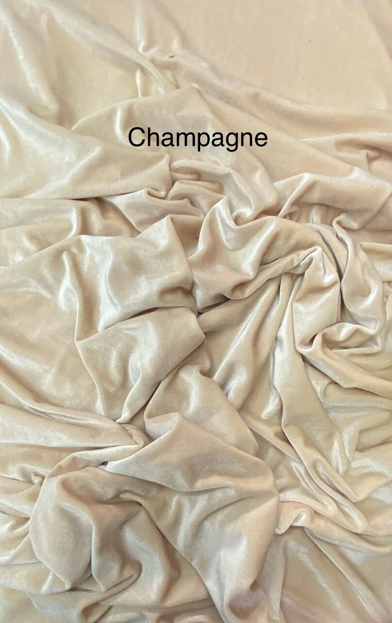 1 Yard Champagne Luxe Stretch Velvet Textile Silky Soft Flowing Fabric for Evening Wear, Cosplay & Tailored Apparel 58''/60" Wide